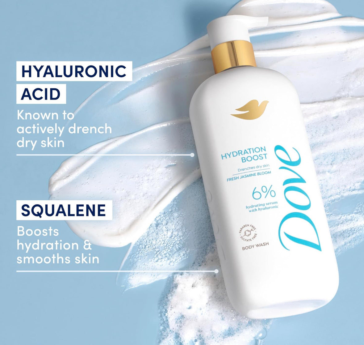 Dove Body Wash Hydration Boost 6% Hydration Serum with Hyaluronic