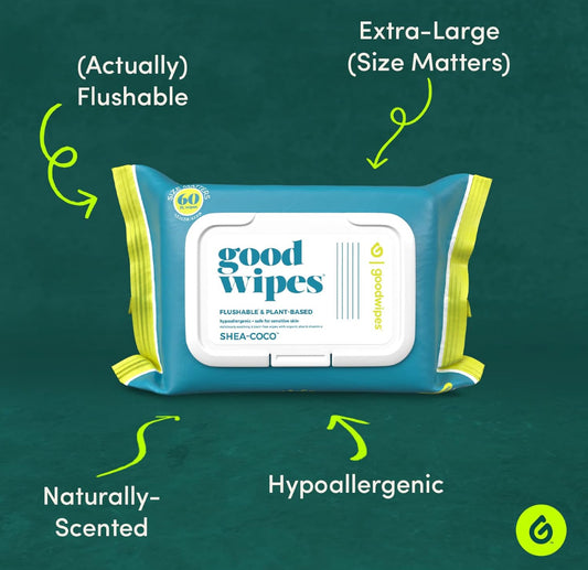 Goodwipes Flushable Butt Wipes Made with Vitamin E & Aloe - 360 Count (6 Packs)